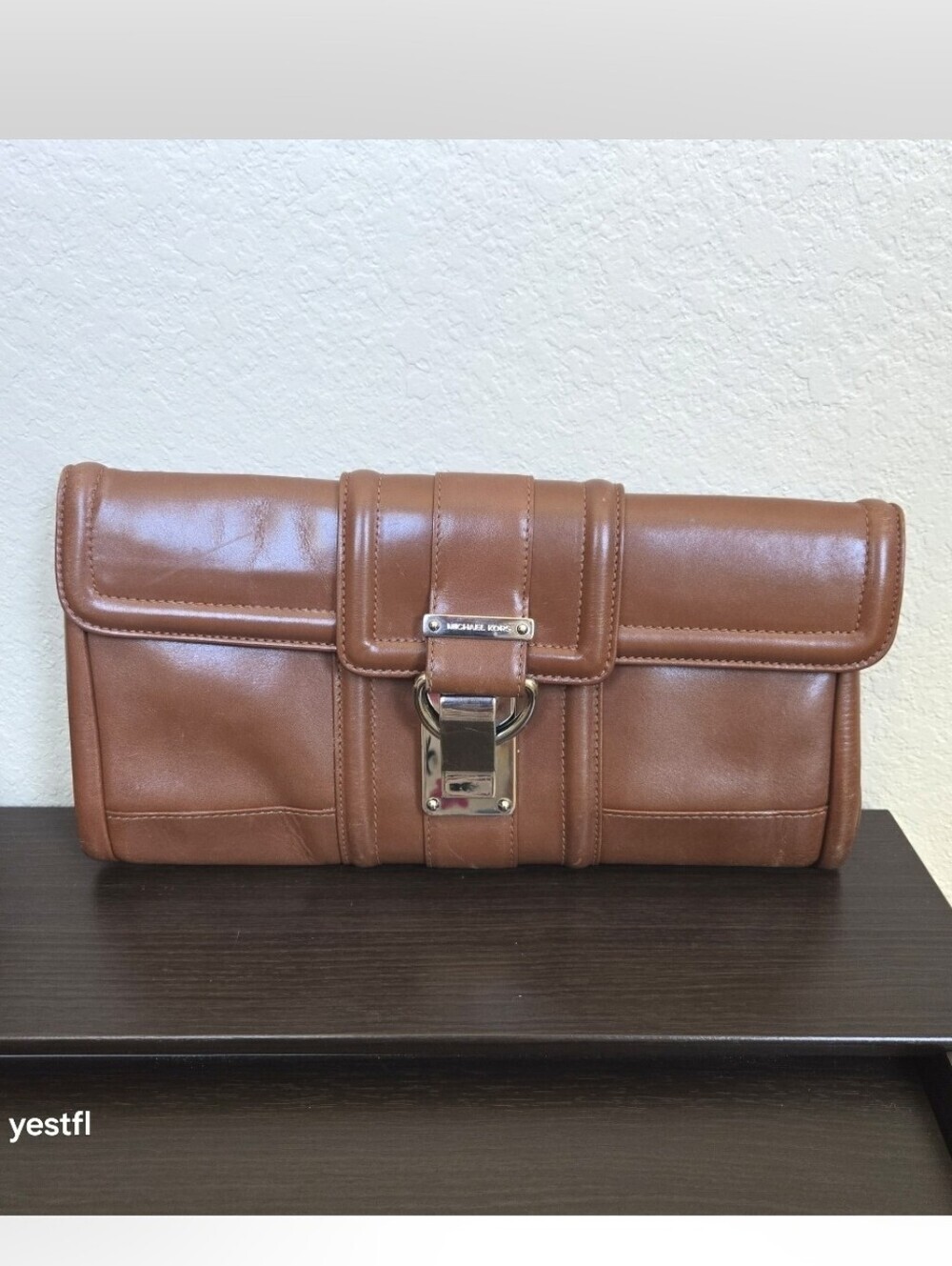 Michael Kors brown leather clutch